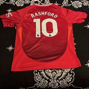 Authentic Adidas Manchester United Mens XXL Soccer Jersey 2024/25-Rashford #10